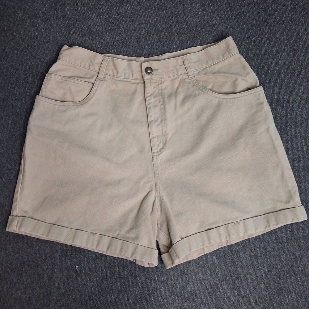 Vintage Forenza Khaki‎ Chino Shorts Womens 16 Tan Cotton High Waisted Cuffed 90s